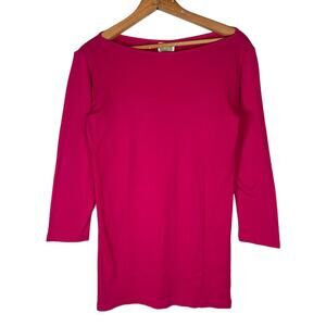 NEW  Ramblers Way 3/4 Sleeve Boat Neck Rib Knit T-Shirt - Wild Rose    Size: S